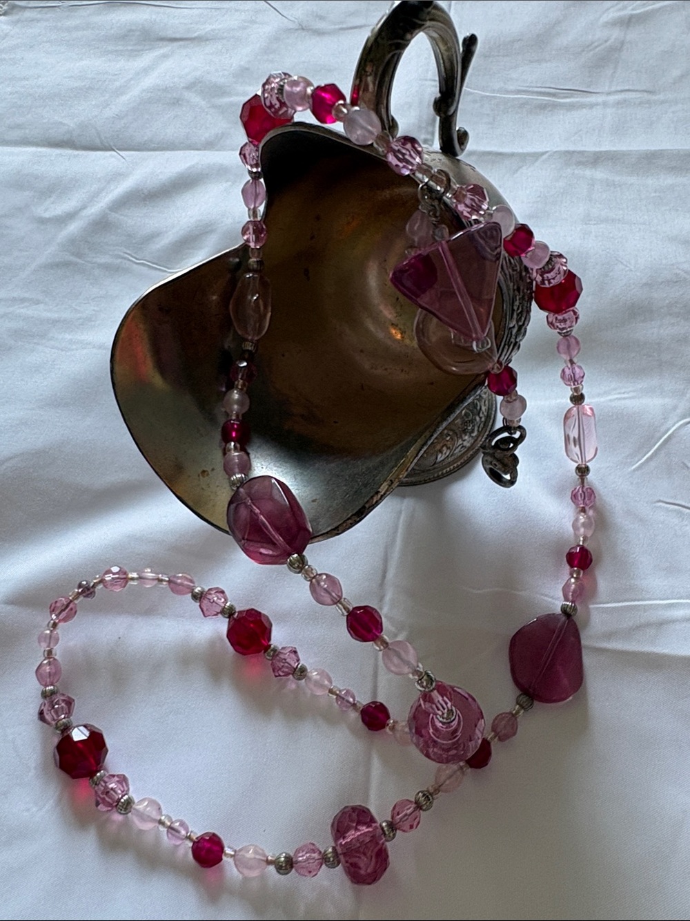 Pink Glass Bead Necklace - Women's Jewelry